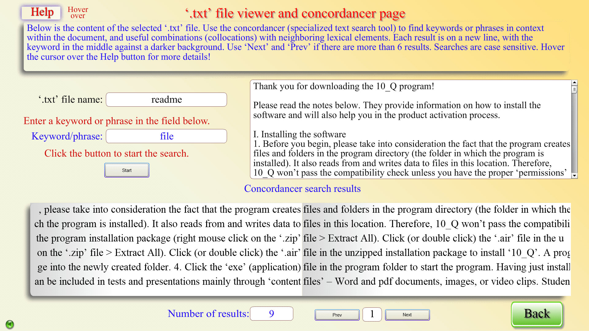 Concordancer Page
